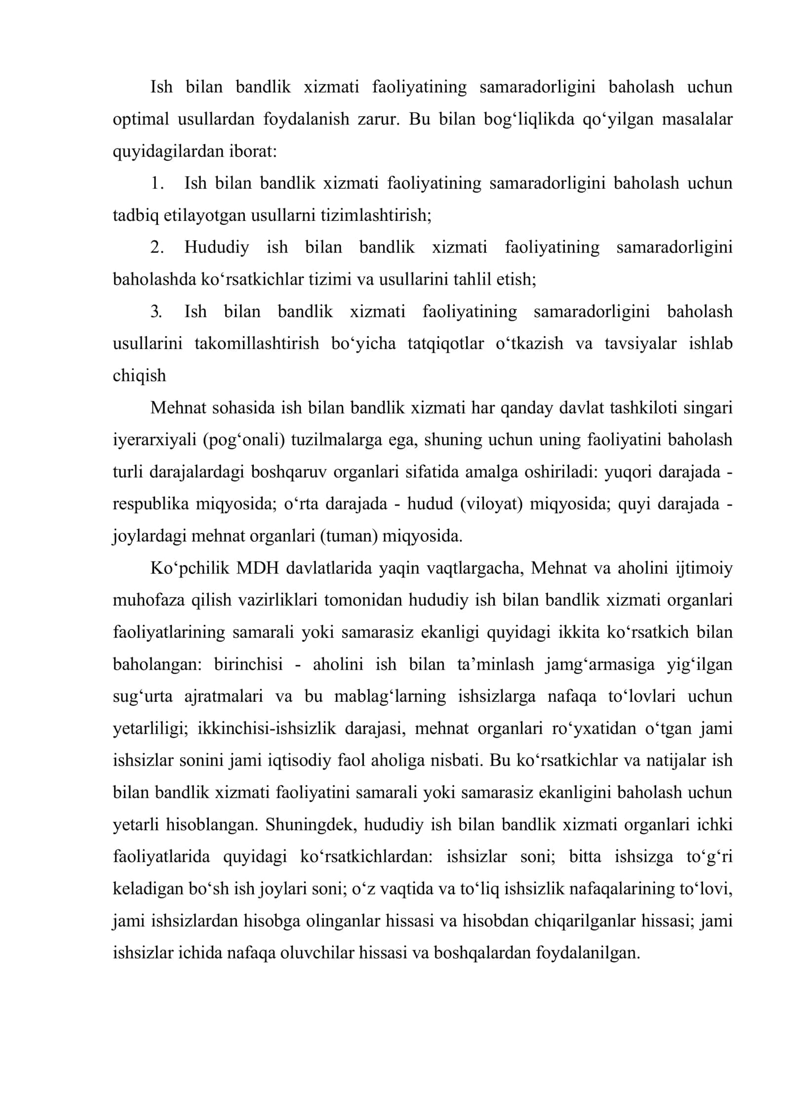 Davlat ish bilan bandlik xizmati faoliyatining samaradorligini baholash usullari 3