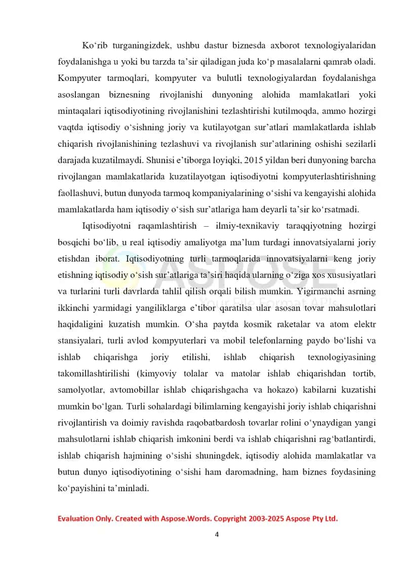 Axborot texnologiyalarining rivojlanish tendensiyalari va ularning iqtisodiyot va biznesga ta'siri 4