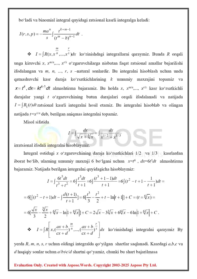 Ayrim irratsional va trigonometrik ifodali intеgrallar 4