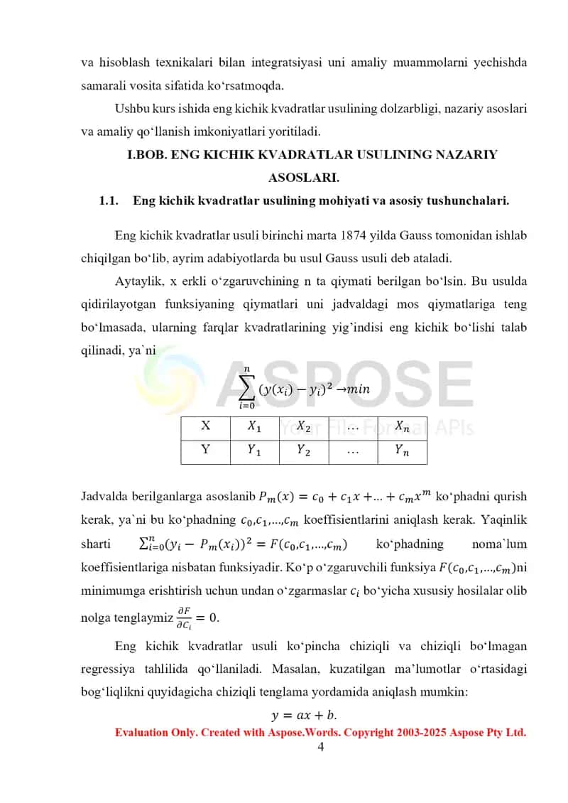 Eng kichik kvadratlar usuli 4