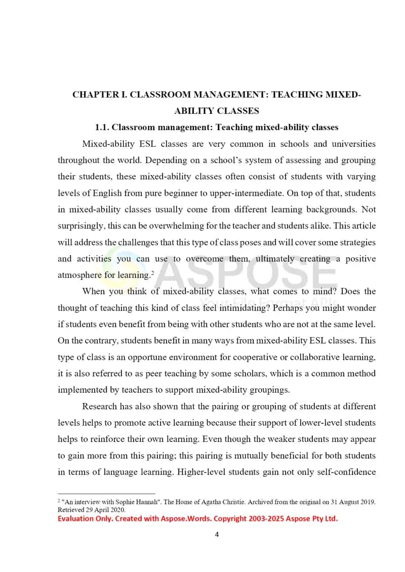 Classroom management and teacher learner instruction 4