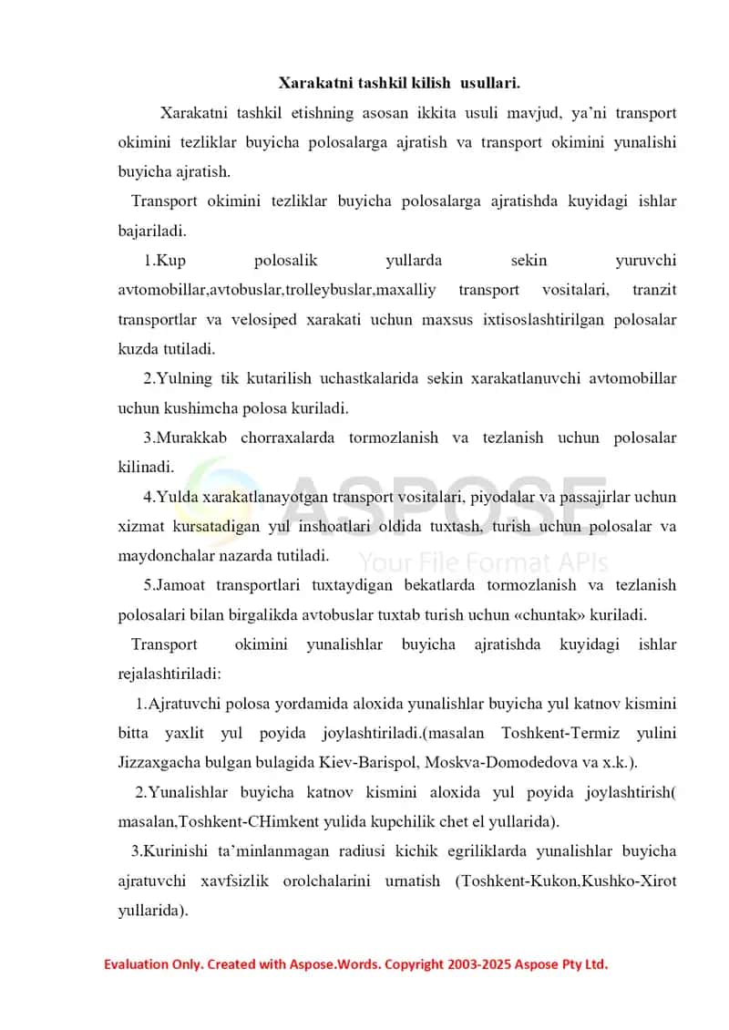 Avtomobillar oqimlari xarakatini tashkil etish chorrahada xarakatlanish. 4