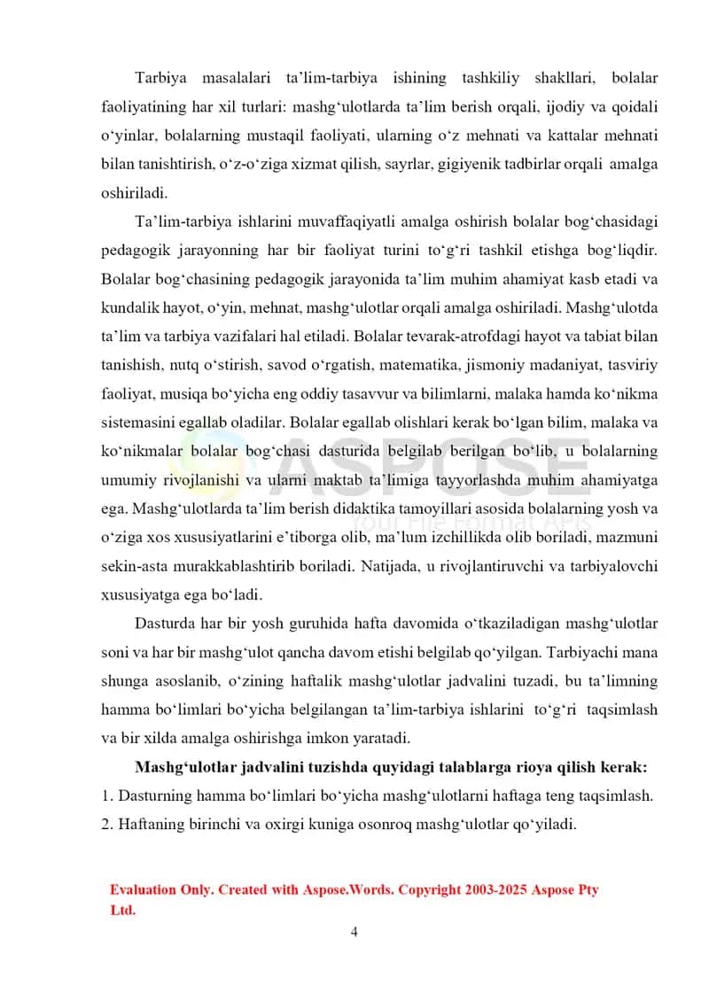 MAKTABGACHA TALIM TASHKILOTIGA PEDAGOGIK JARAYONLARNI TASHKIL ETISH TAMOYILLARI 4