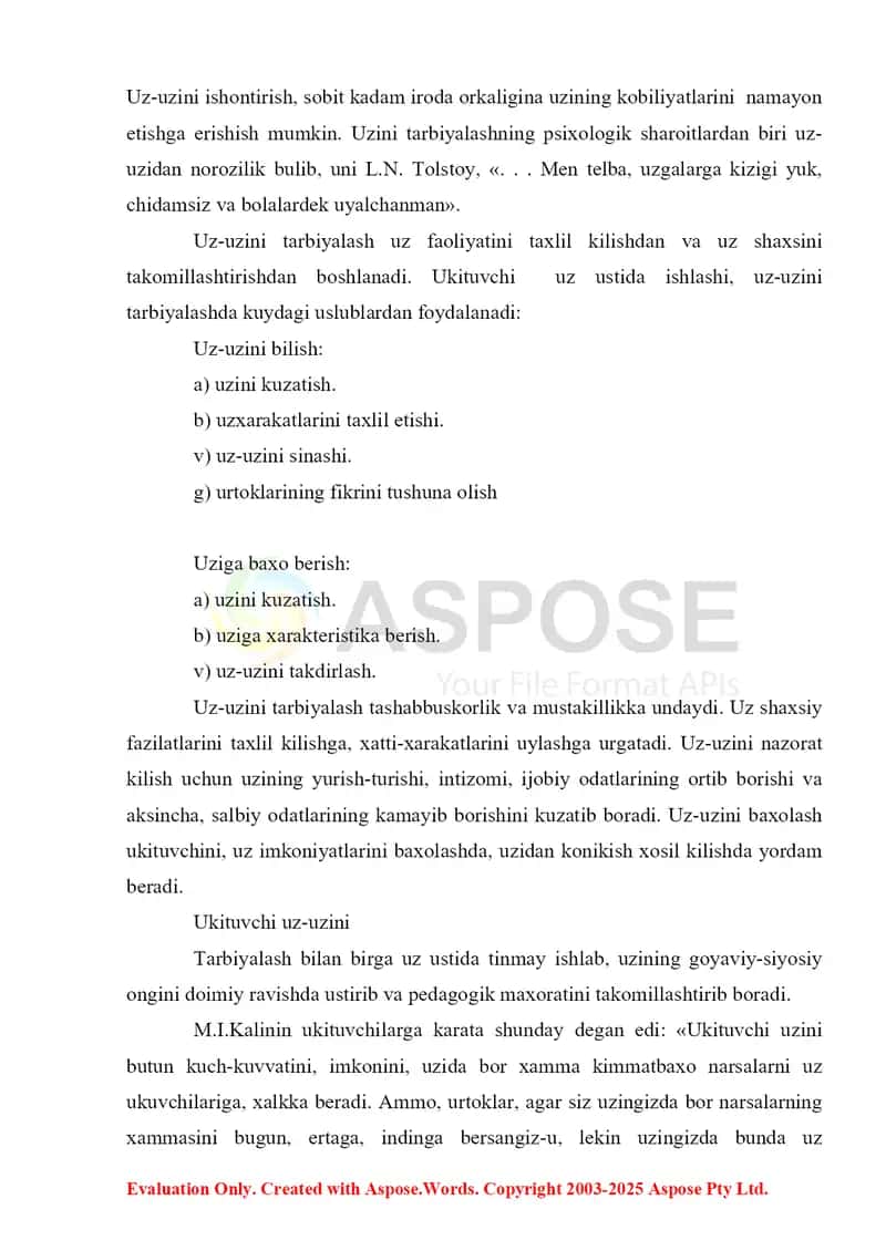 Tarbiya darslarida o'quvchini o'z ustida ishlash jarayoni 4