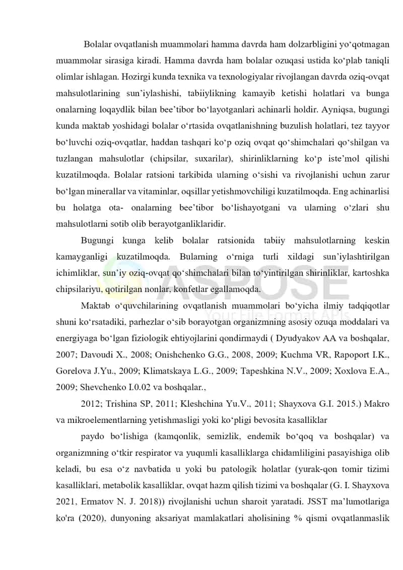 7-12 Yoshdagi Bolalarni Ratsional Ovqatlantirishning Yangi Tamoyillarini Ishlab Chiqish 4