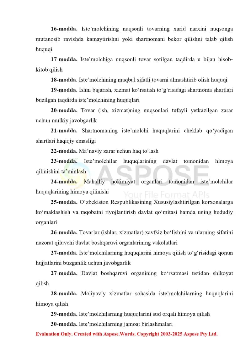 “Iste’molchilarning huquqlarini himoya qilish to‘g‘risida”gi Qonun va uning ahamiyati. Referat 8 bet. 4