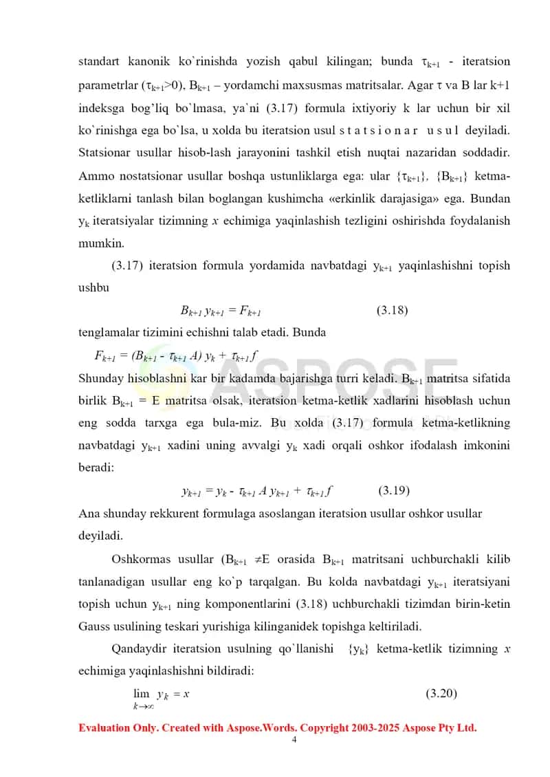 Chiziqsiz tenglamalar sitemasini yechishning iteratsiya usuli 4