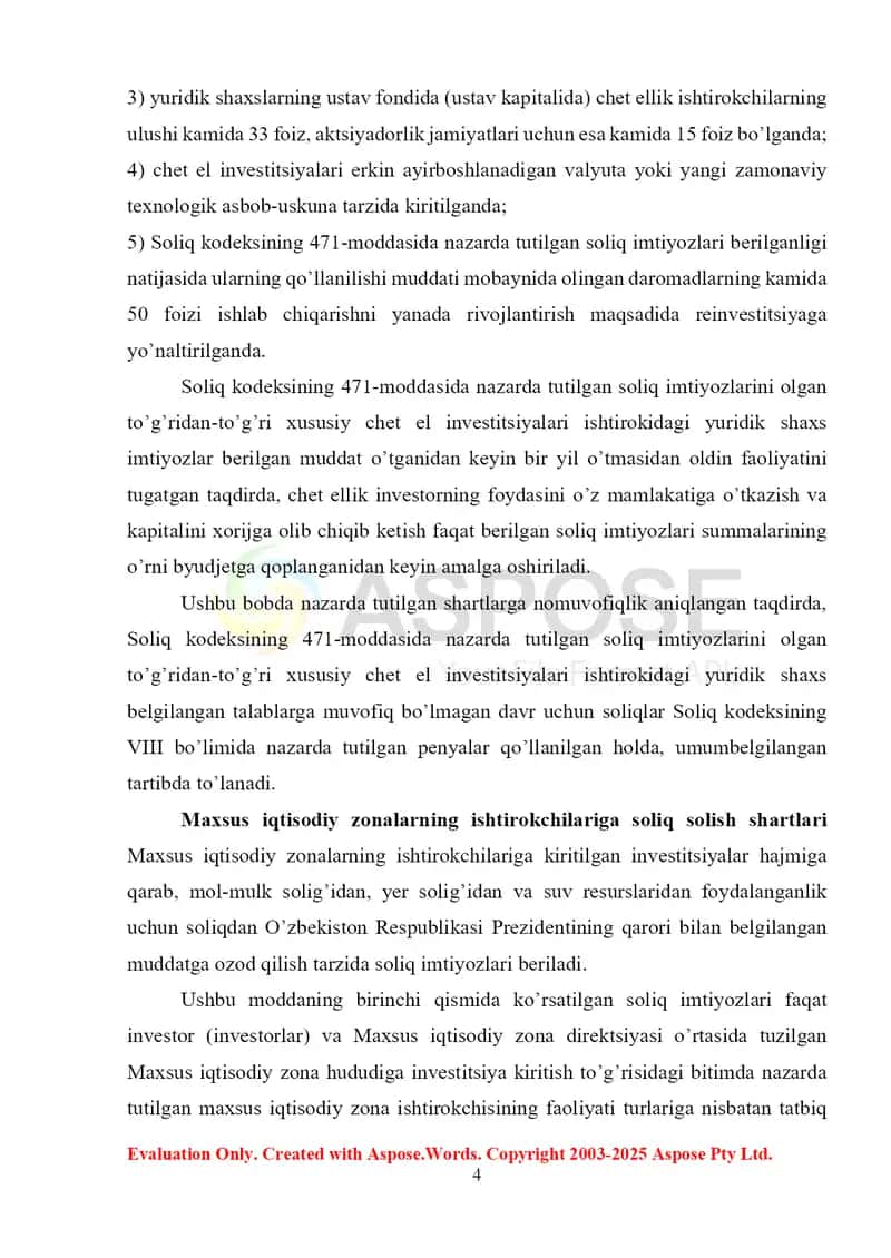To’g’ridan-to’g’ri xususiy chet el investitsiyalari ishtirokidagi yuridik shaxslarga soliq solishning o’ziga xos xususiyatlari 4