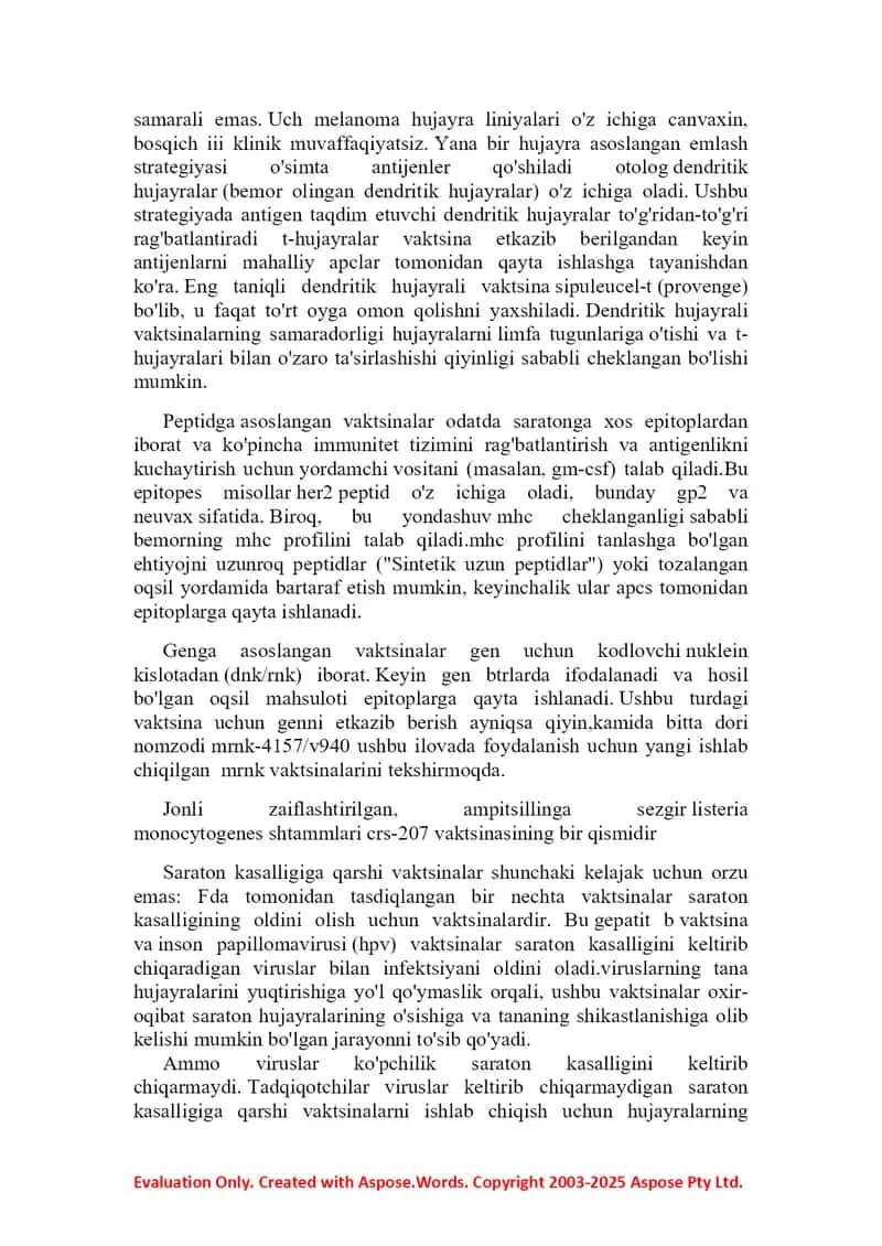 Saratonga qarshi terapiyada vaksinalardan foydalan 4