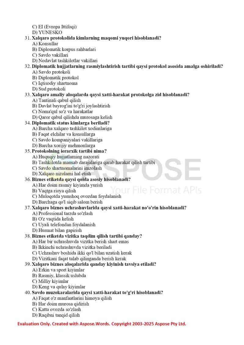 Test Protokol va etiket 4