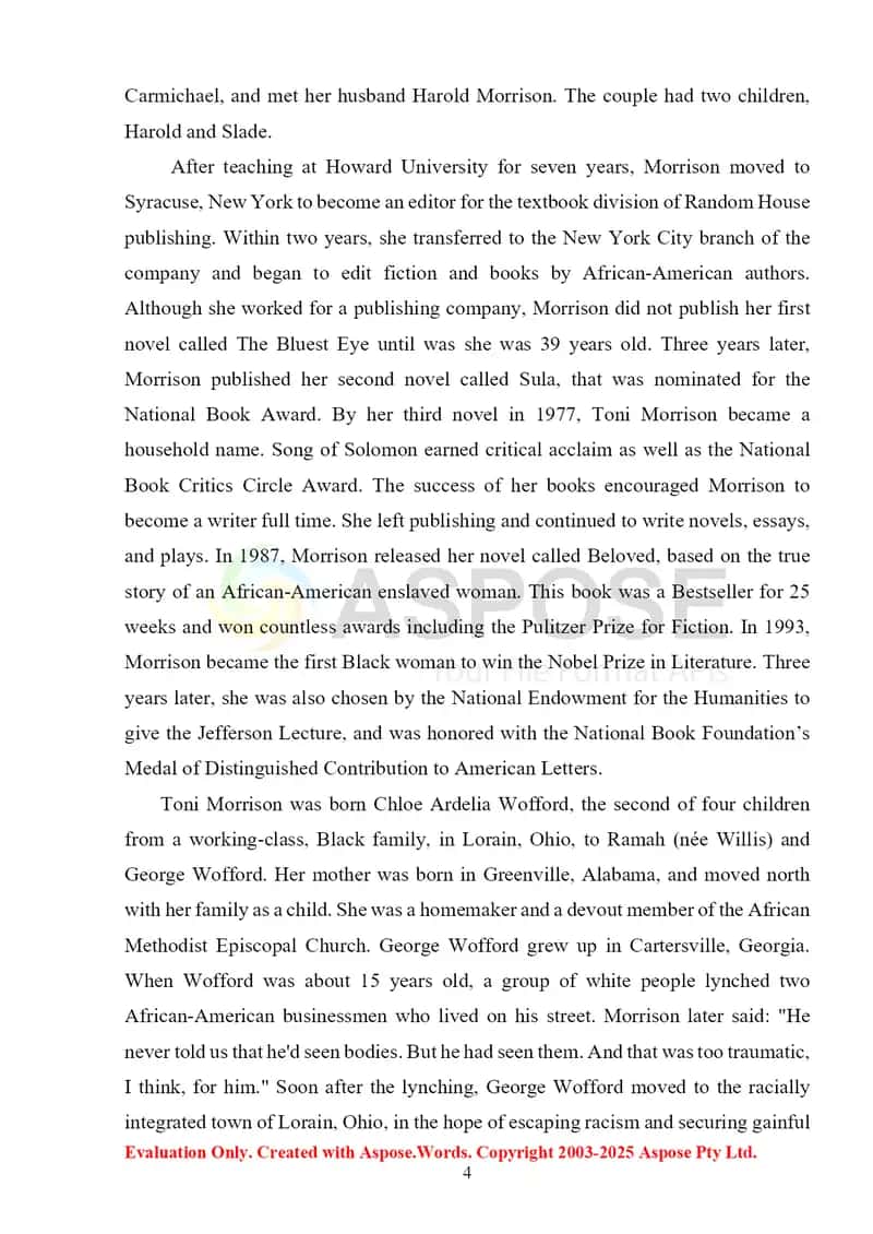 “Beloved” by T. Morrison and the complex narrative of slavery 4