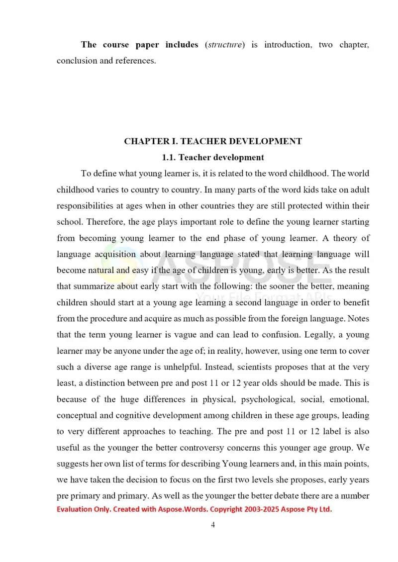 CHILDREN AND YOUNG LEARNERS TEACHERS 4
