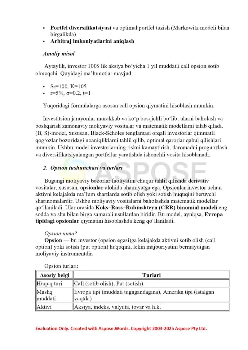 Investitsion jarayonlarni baholash. Qimmatli qog'ozlar bozori 4