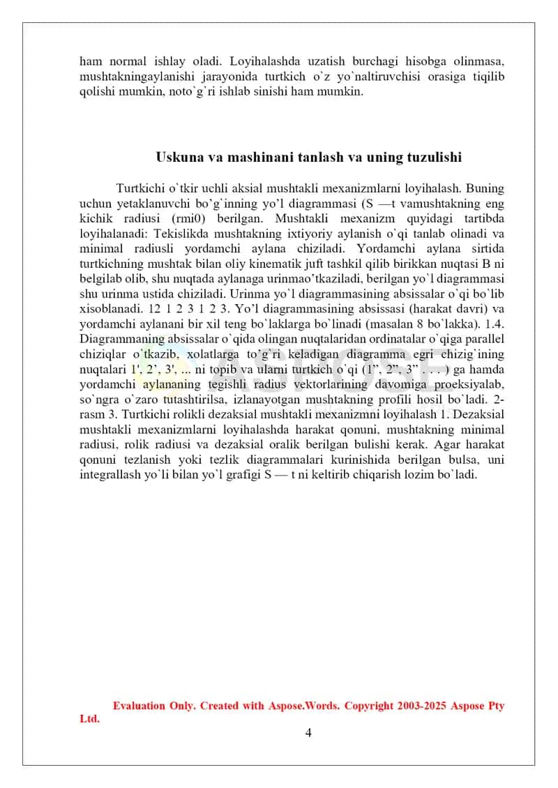 Mashinaning mushtli mexanizmlarini hisoblash 4