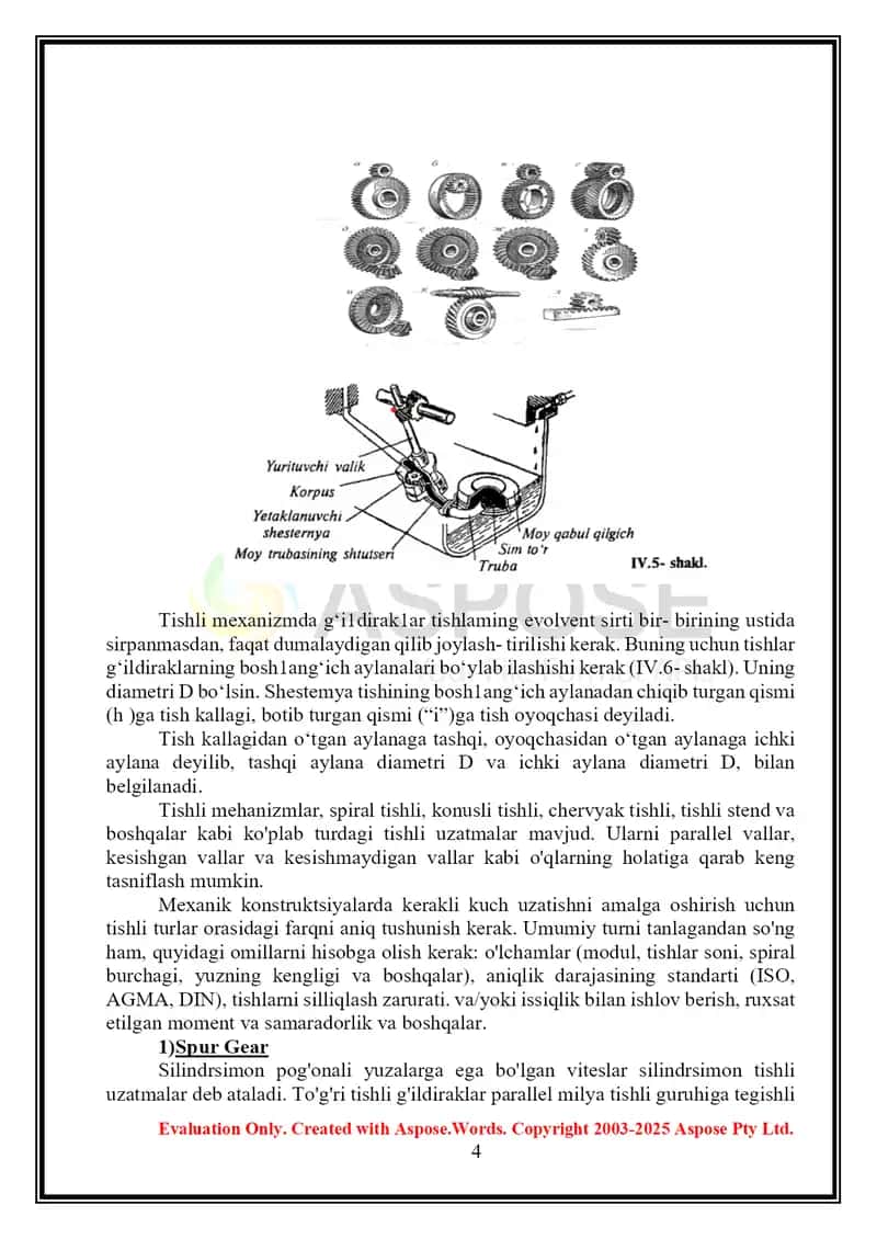 Mashinaning tishli mexanizimlarini hisoblash 4