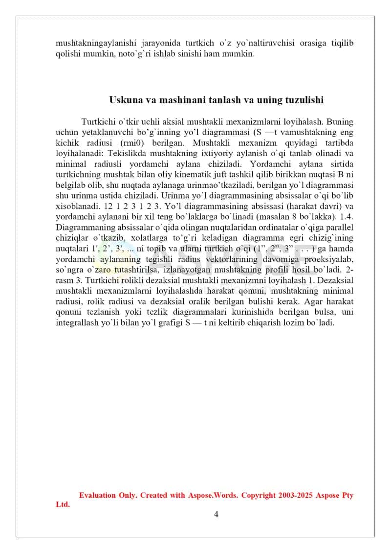Mashinaning mushtli mexanizmlarini hisoblash 4