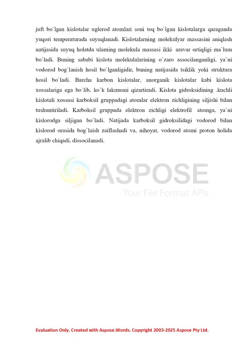 12. Bir asosli karbon  kislotalarning olinish usullari. To'yinmagan bir  asosli karbon kislotalar 2. Referat 19 bet 4