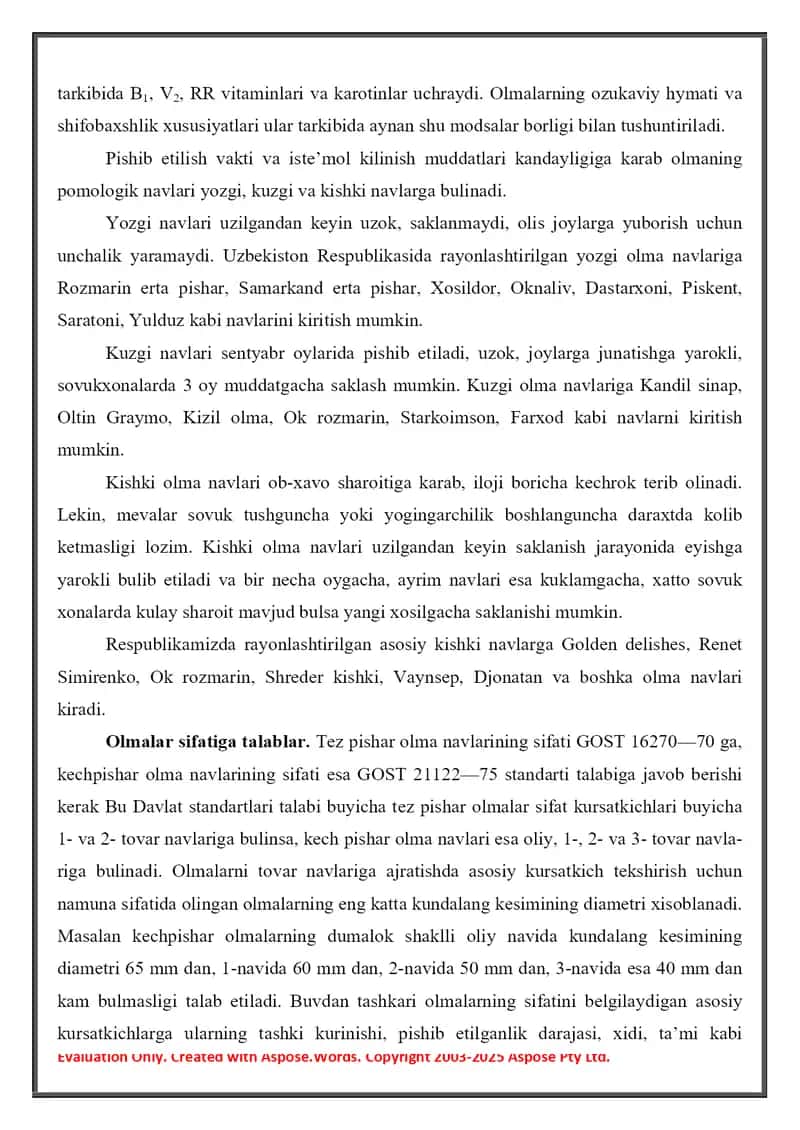 Meva mahsulotlarining turlari, tuzilishi va tovar ishlov berishdagi sifat ko’rsatkichlar 4