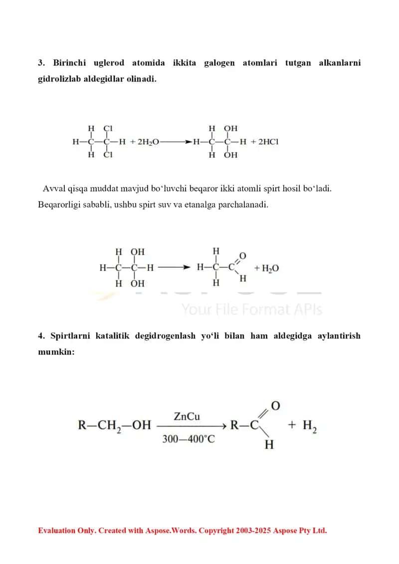 11. Aldegid va ketonlarning olinish usullari. To’yinmagan aldegidlar. Xinonlar. Referat 9 bet 4