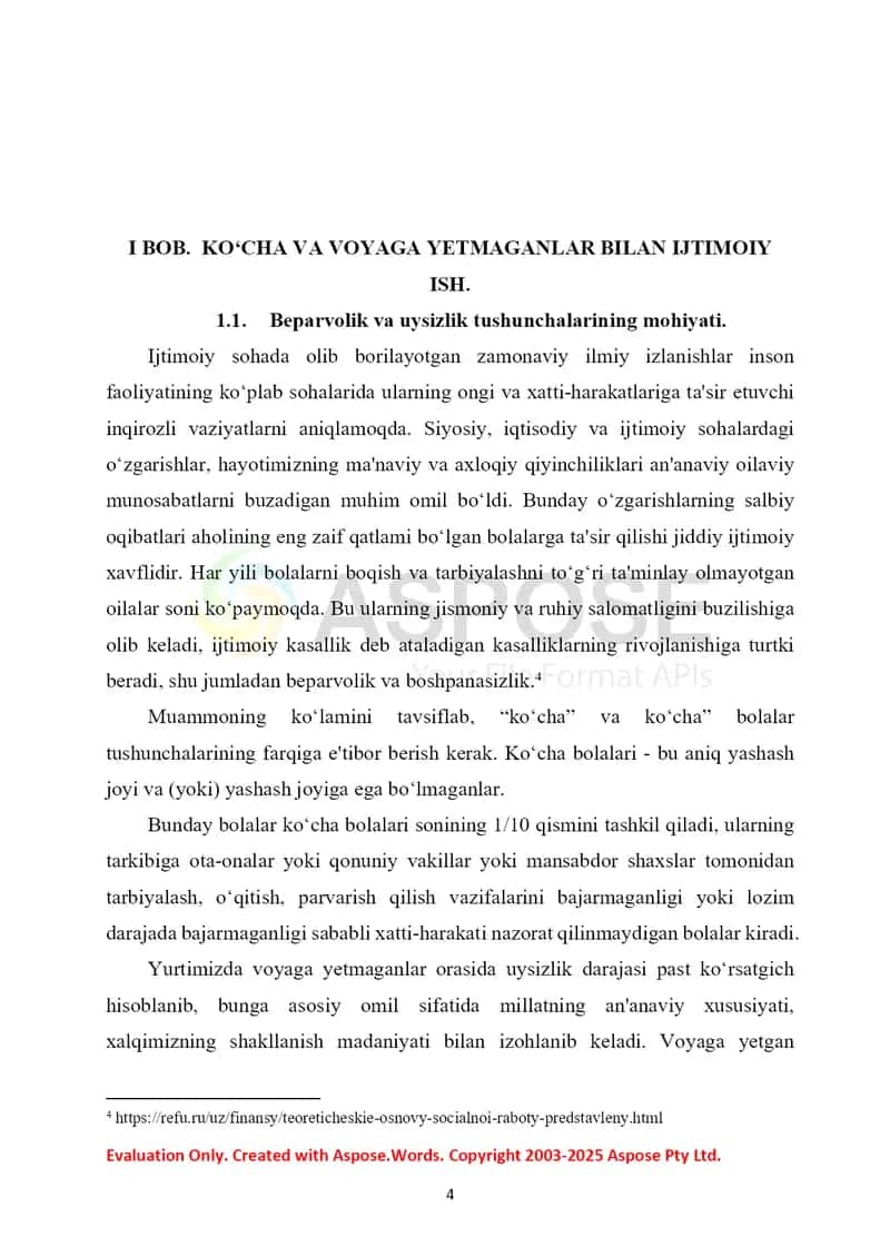 Voyaga yetmaganlar orasida uysizlik va beparvolikni oldini olish texnologiyasi: Tarixiy tajriba va zamonaviylik 4