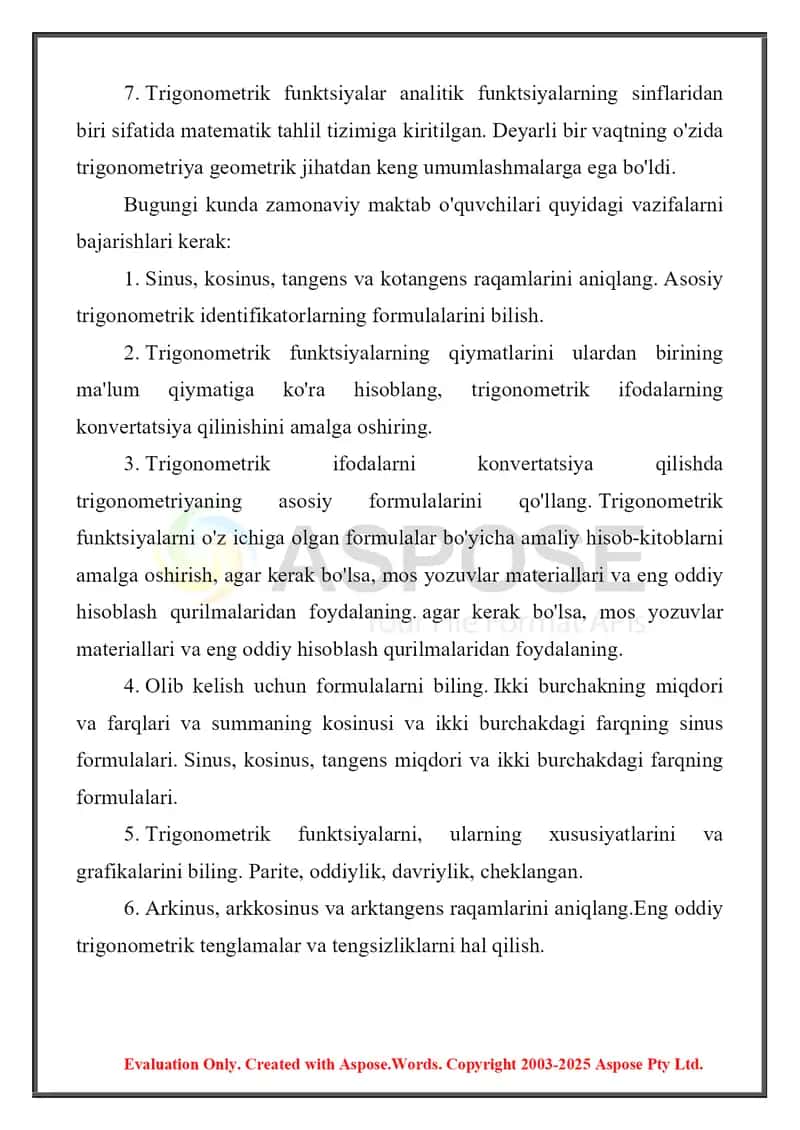 Asosiy trigonometrik ayniyatlar 4
