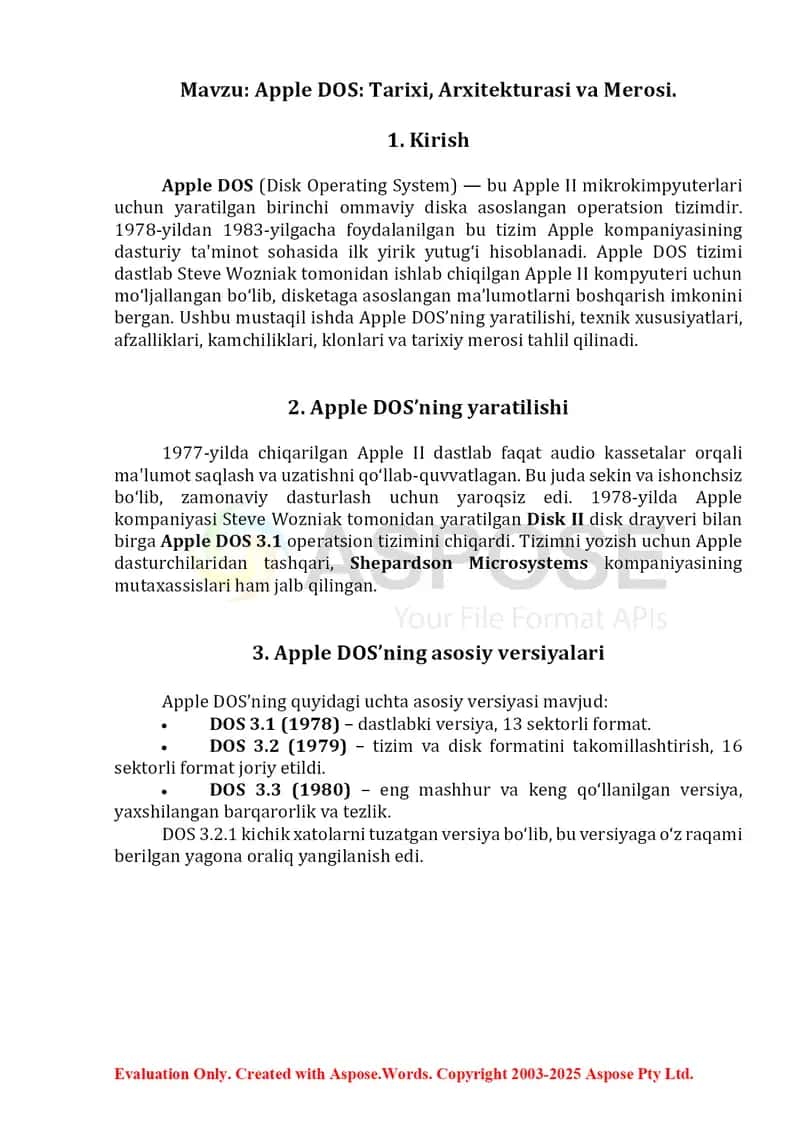 Apple DOS: Tarixi, Arxitekturasi va Merosi 4