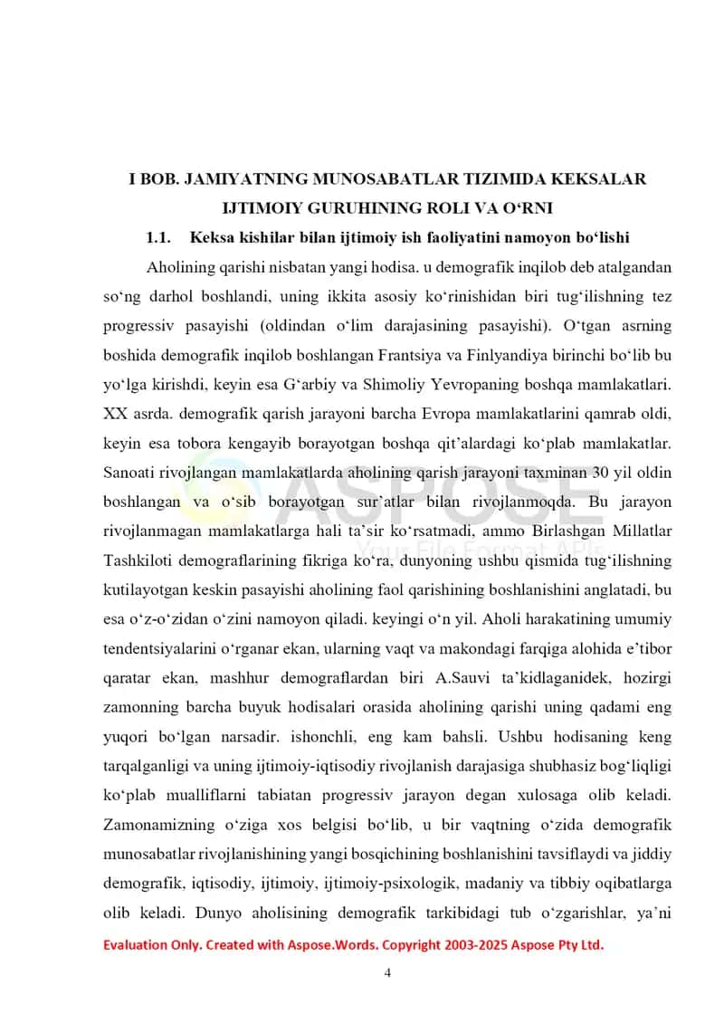 Zamonaviy jamiyatda keksalar bilan ijtimoiy ish (kurs ishi) 4
