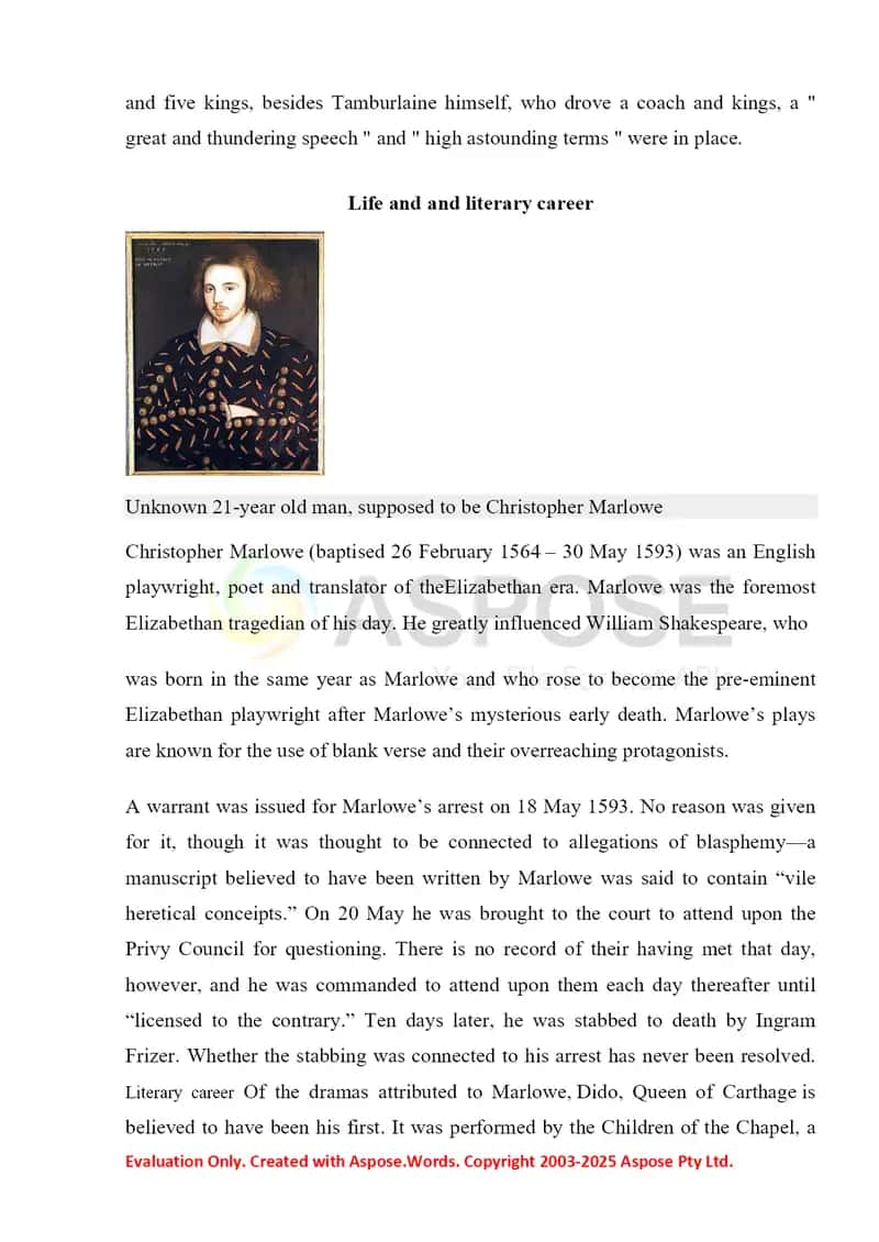 Christopher Marlowe’s “Carpe Diem Poetry 4