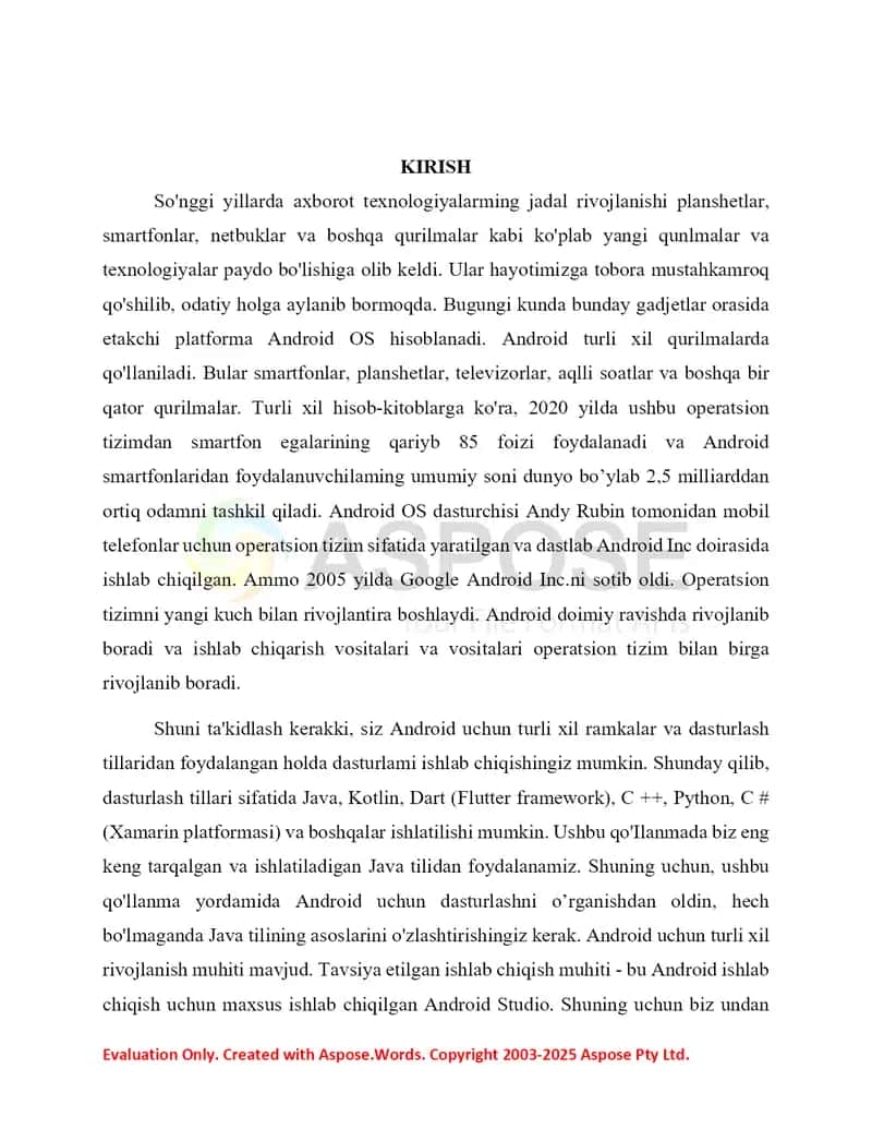 Mobil ilova yaratish mavzusidagi kurs ishi 4