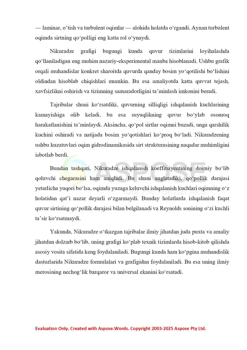 Nikuradze tajribasi va grafigi 4