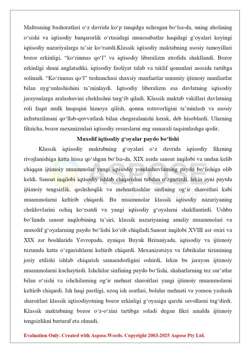 Klassik iqtisodiy maktabga muxolif g‘oyalari. 4