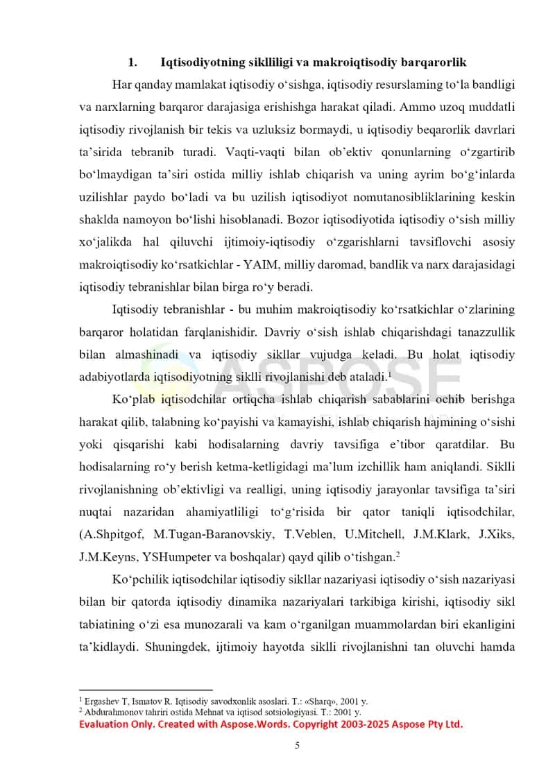 Iqtisodiyotda siklli tebranishlar, uning sabablari va sikl fazalari 4