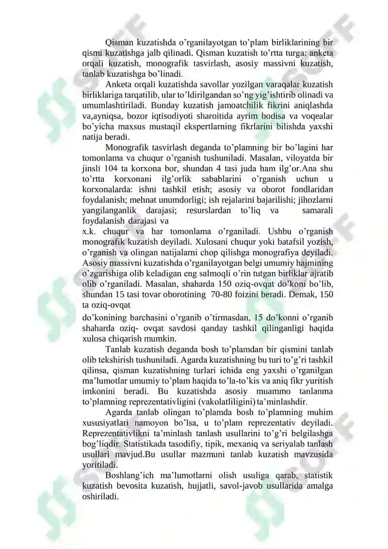 Statistik maʼlumotlarni toʼplash nazariyasi va amaliyoti 4
