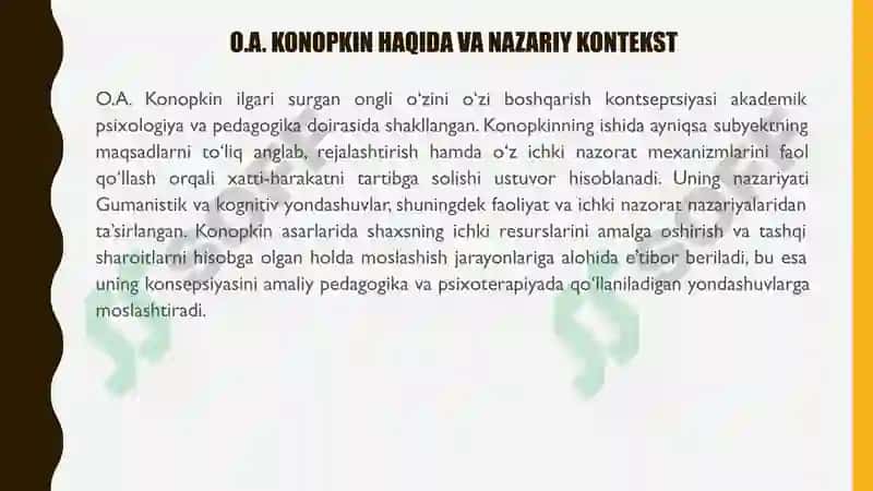 O.A. KONOPKINNING ONGI O‘ZINI O‘ZI BOSHQARISH KONTSEPTSIYASI. 4