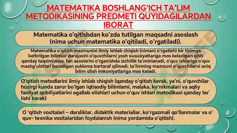 MATAMETIKA O'QITISH METODIKASI 4