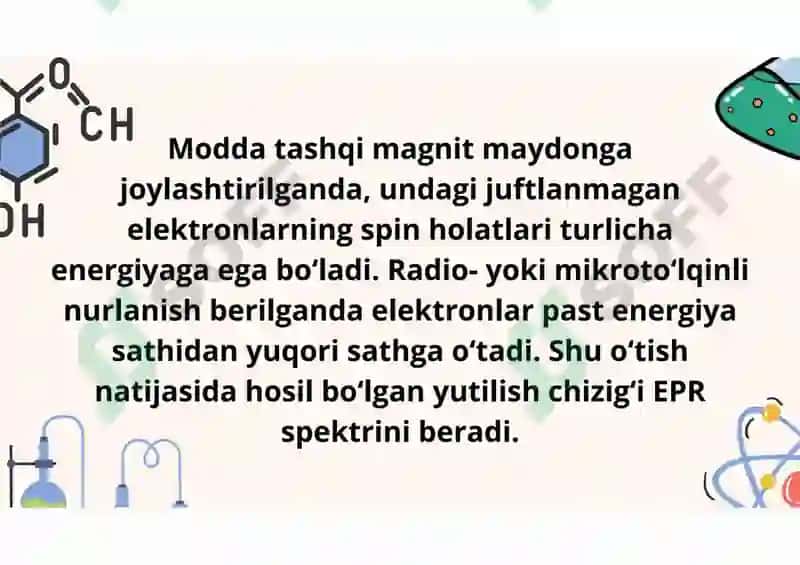 EPR spektroskopiyasining kimyoda qo'llanishi 4