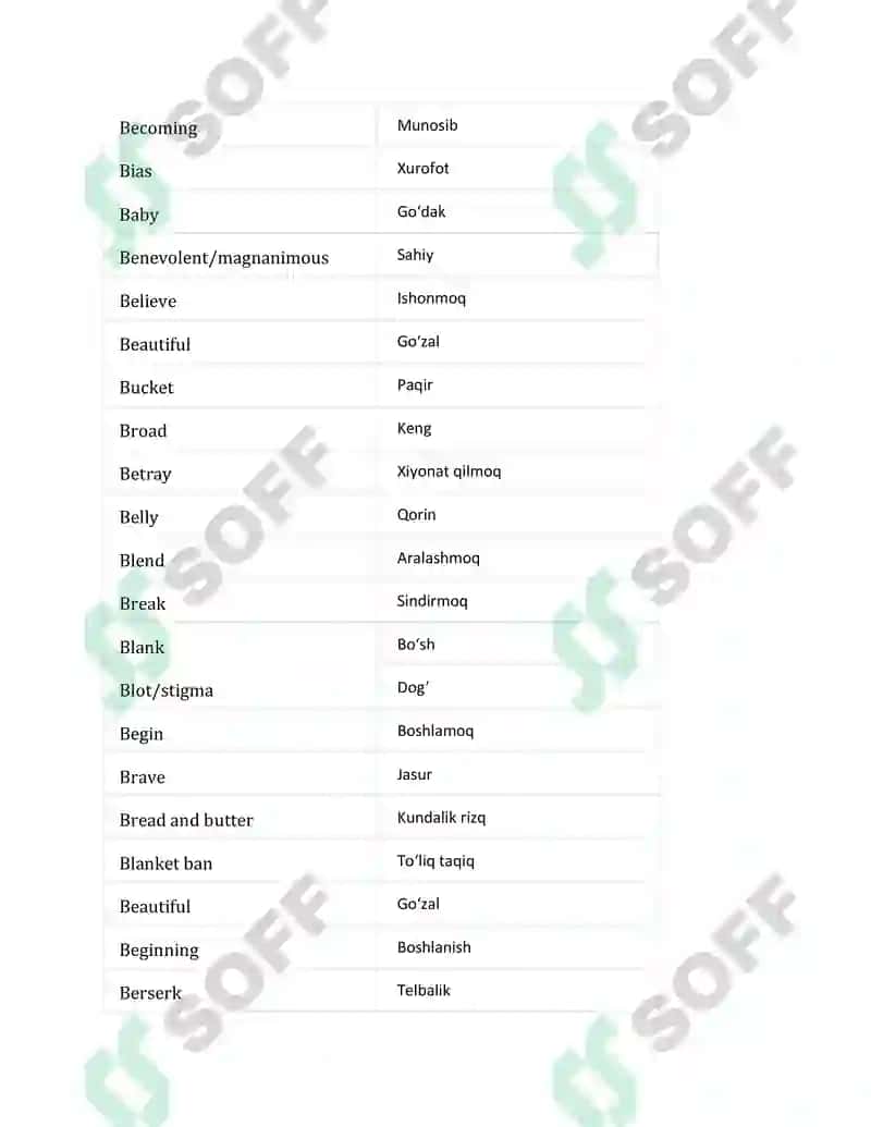IELTS Vocabulary Words – IELTS 1000 ta so'z 4