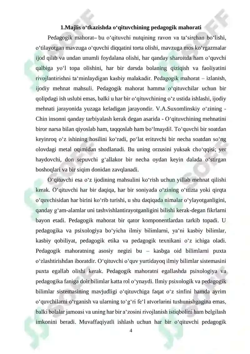 "Sinf majlislarining oʻtkazish metodikasi pedagogik ta‘siri" 4
