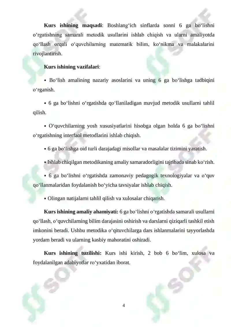 "SONNI 6 GA BO‘LISHNI O‘RGATISH METODIKASI" 4