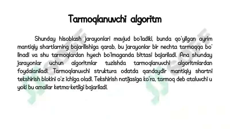 Tarmoqlanish va uzilishlarni tashkil etish operatorlari 4