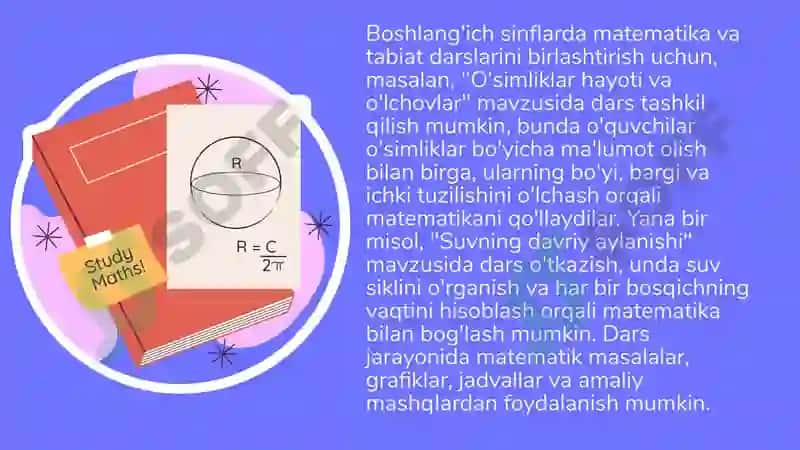 boshlangʻich sinf matematika va tabiiy fan ( tabiat) darslarida integratsiyalashgan darsni tashkil e 4