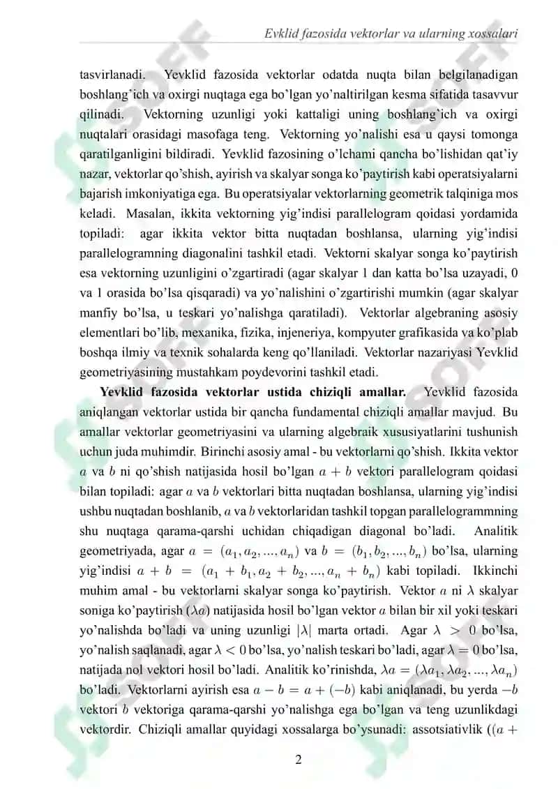 Yevklid fazosida ortonormallangan bazis qurish 4