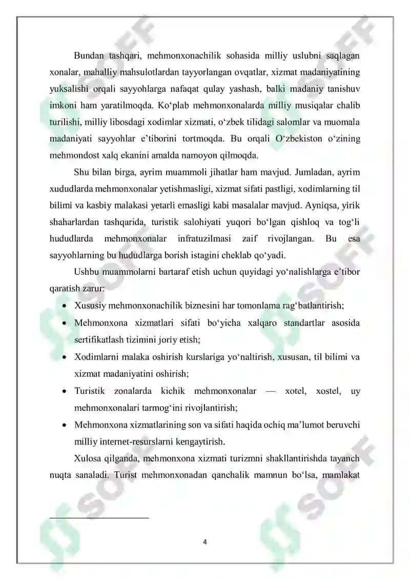 Mehmonxona Turizmning Oʻzbekistondagi Oʻrni 4
