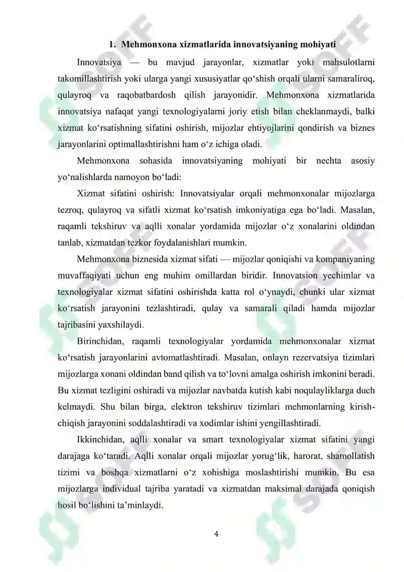 Mehmonxona xizmatlarini innovatsion rivojlanishi 4