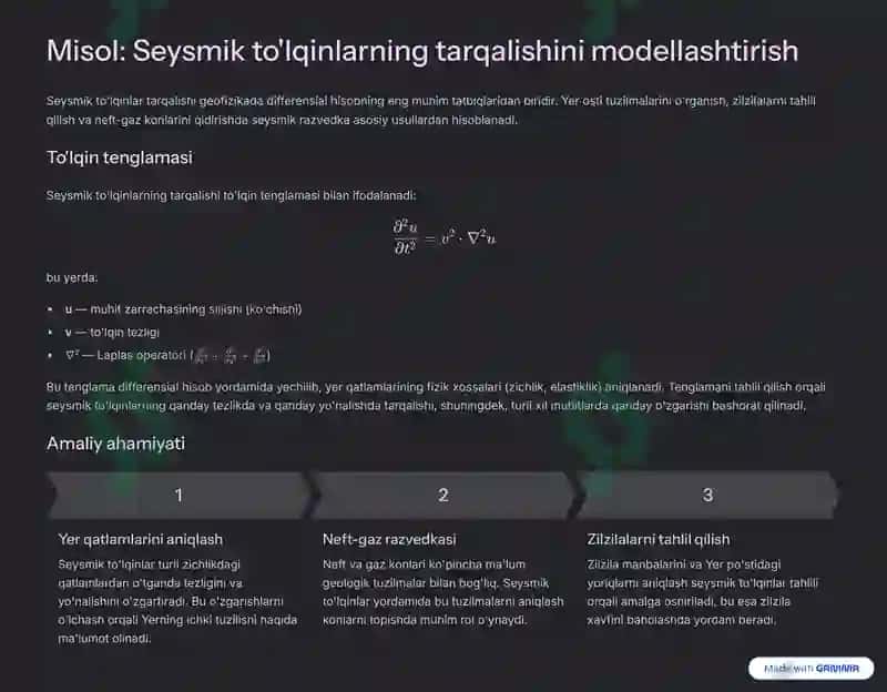 Geofizikada Differensial va Integral Hisob Tatbiqlari 4