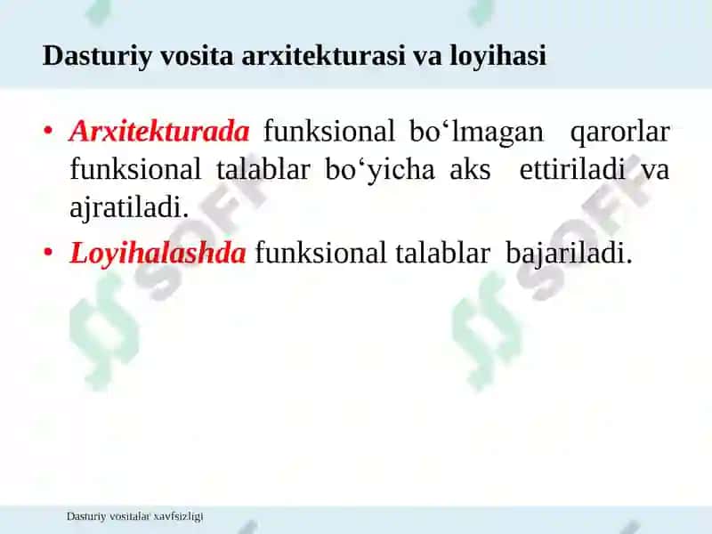 Dasturiy vositalar arxitekturasi va loyihalash 4