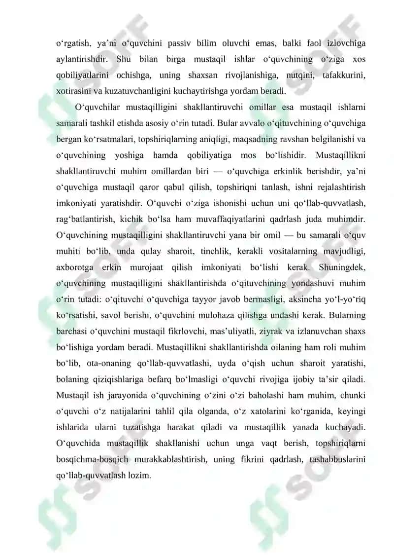 O‘quvchilarning mustaqil ishlarini tashkil etish 4