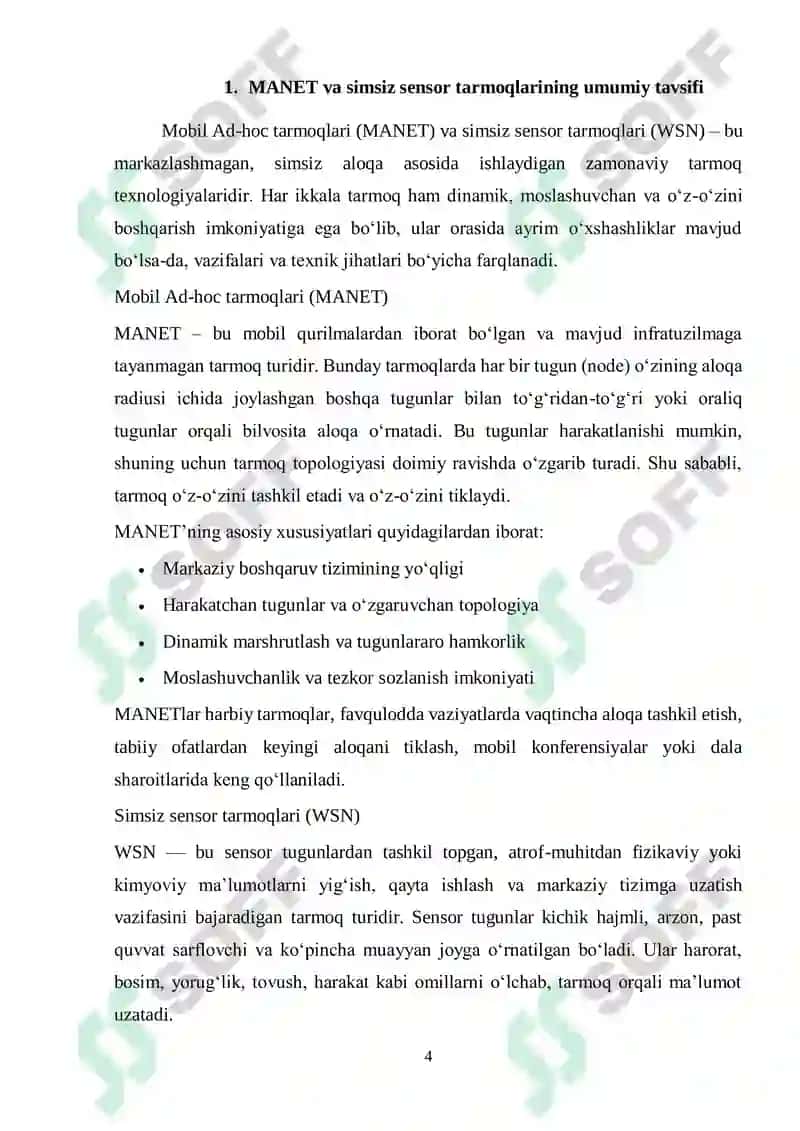 Mobil Ad-hoc tarmoqlari (MANET) protokollar 4