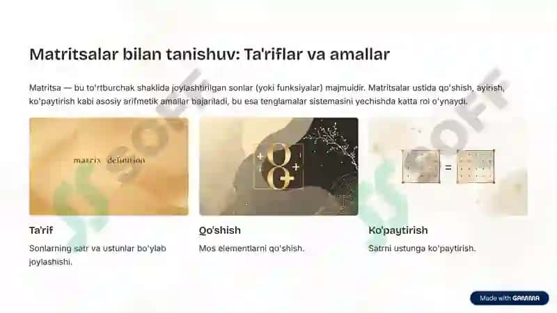 Matritsalar bilan ishlash 4