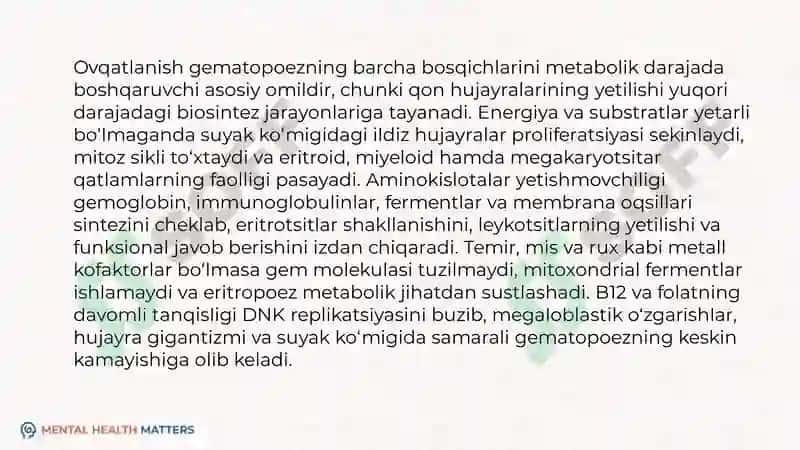 Ovqatlanish va qon kasalliklari orasida bogʻliqlik 4